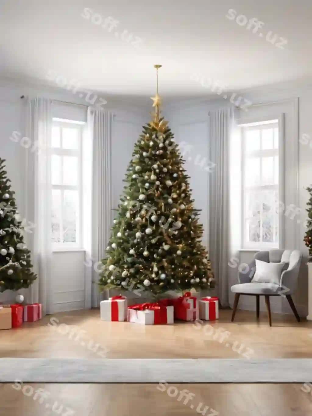 Yangi yil daraxti burchakdagi stul bilan | Christmas tree with chair chair corner