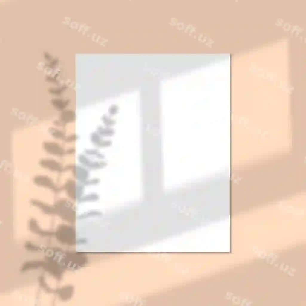 Illustratsiya devor varaqi namoyishi haqiqiy varaq oyna soyg'asi bilan | Illustration wall paper display with realistic leaf window shadow