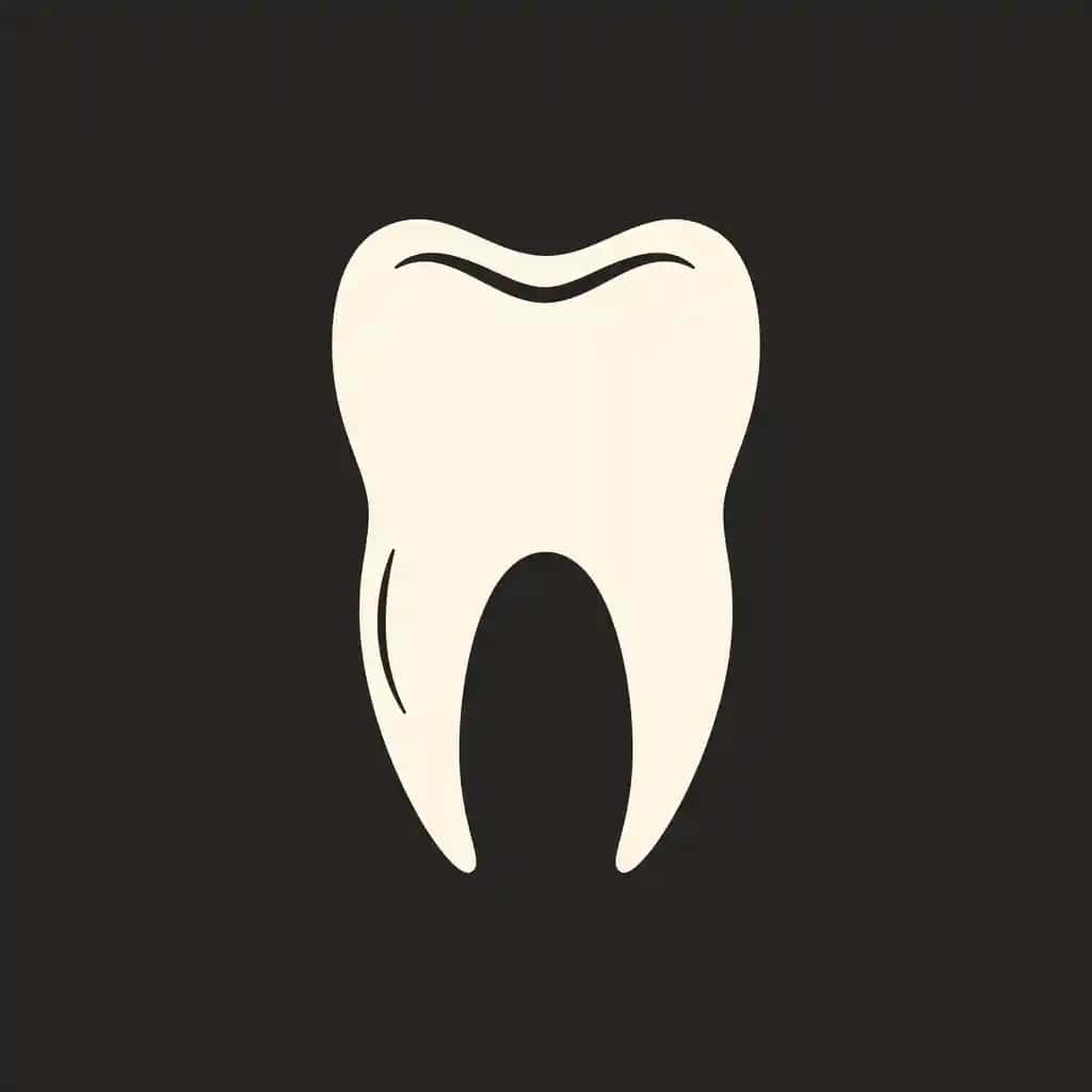 Tish logotipi belgisi oq molar qora fon | Tooth logo icon white molar black background