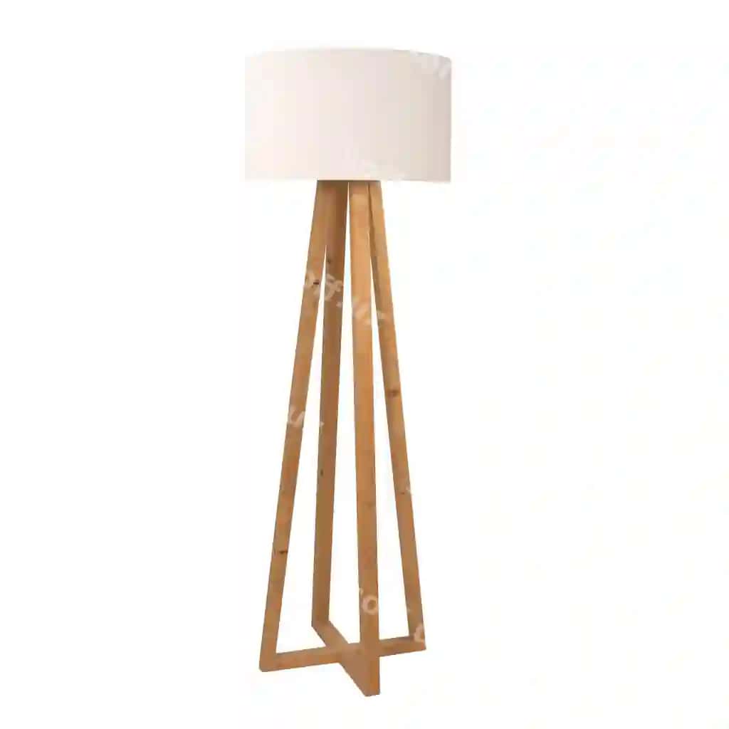 Oq soyali yog'och chiroq | Wooden floor lamp with white shade