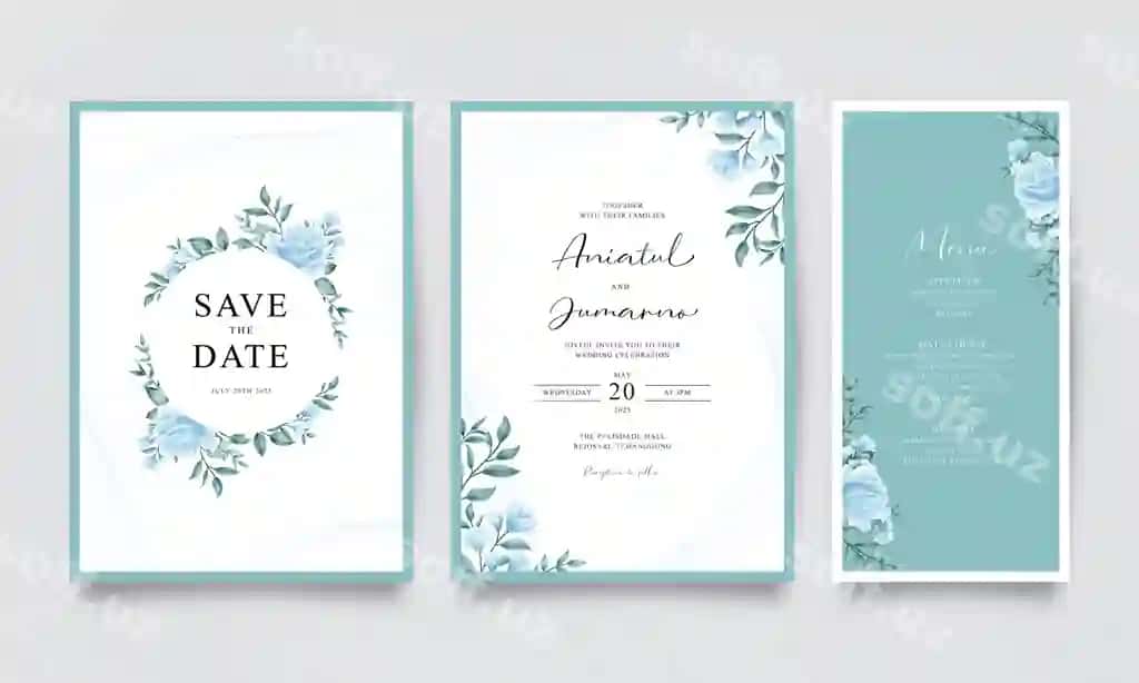 Turmosh chakarafnoma komplekti chinar gullari akvaryus gulli | Wedding invitation set with roses watercolor floral