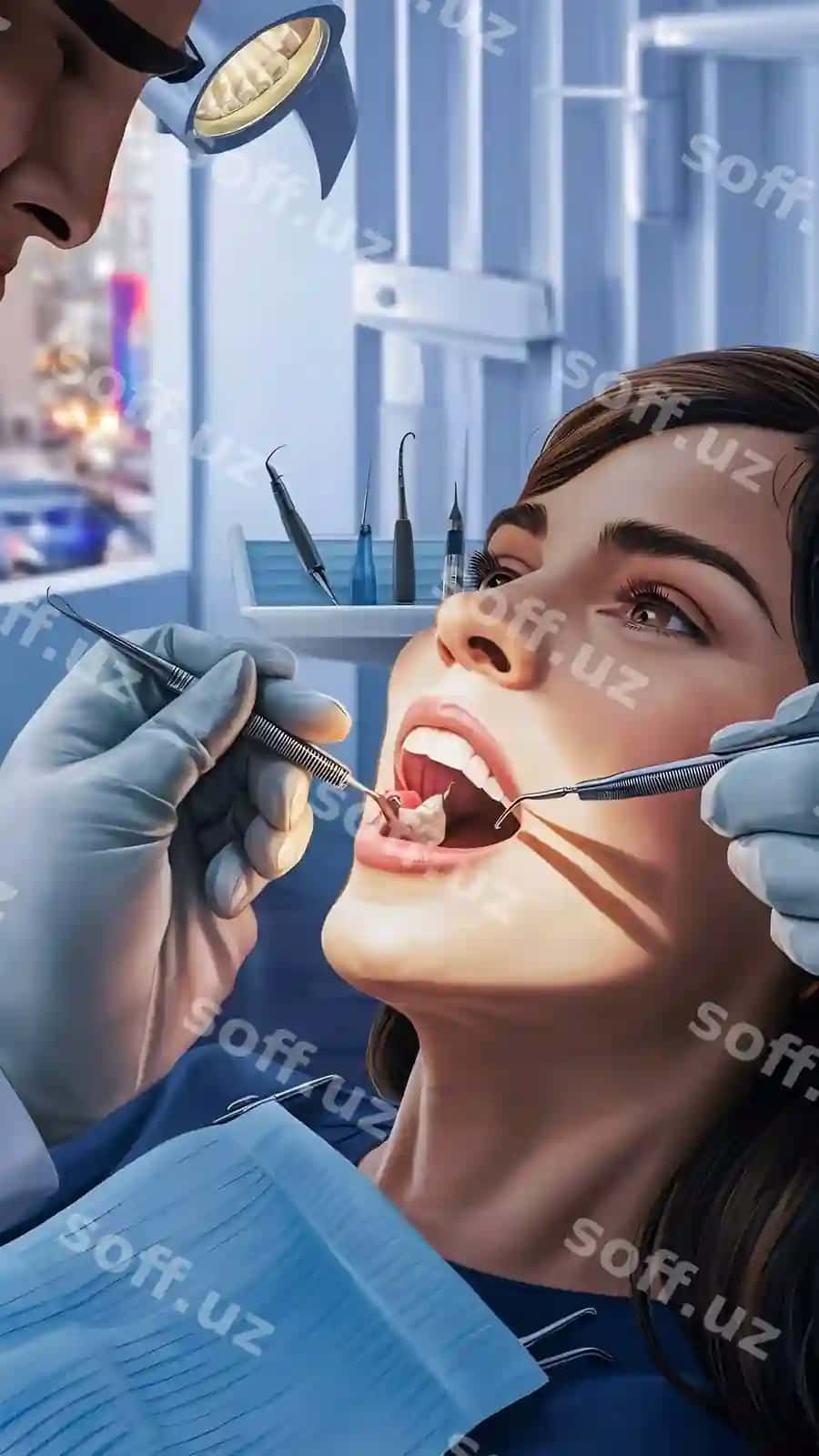 Yaqin rasm ayol tish qabulidan o'tmoqda | Close up woman getting dental check up
