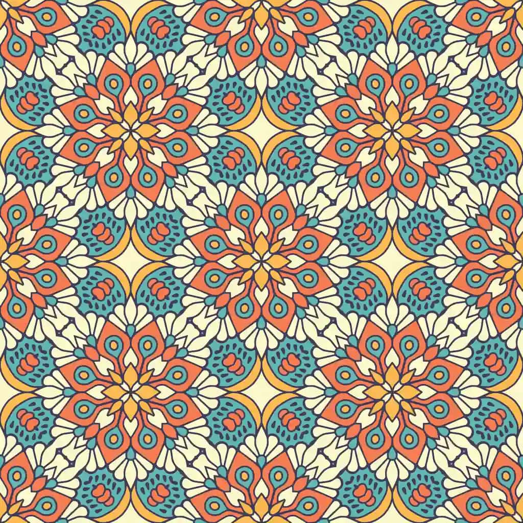 Yillik geometrik plitka choksiz naqsh | Decorative geometric tile seamless pattern