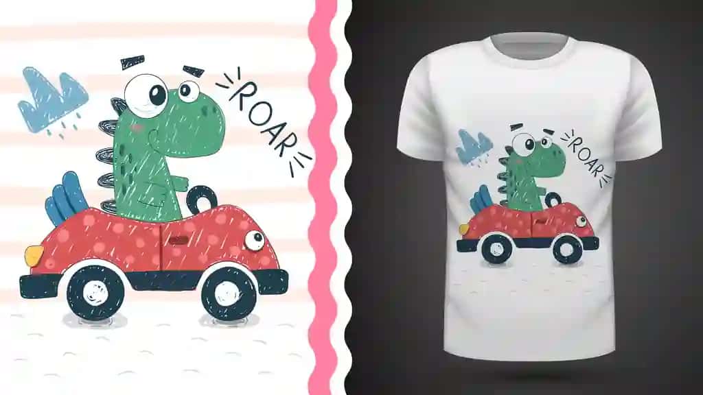 Avtomobil g'oyasi chop etilgan futbolka bilan yoqimli dino | Cute dino with car idea print t shirt