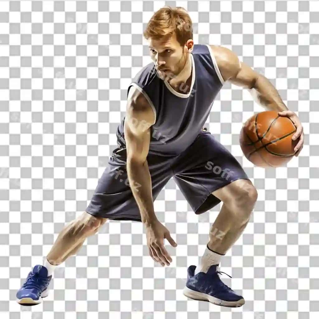 Basketbol o'ynayotgan odam shaffof fonda ajratilgan | Man playing basketball isolated transparent background
