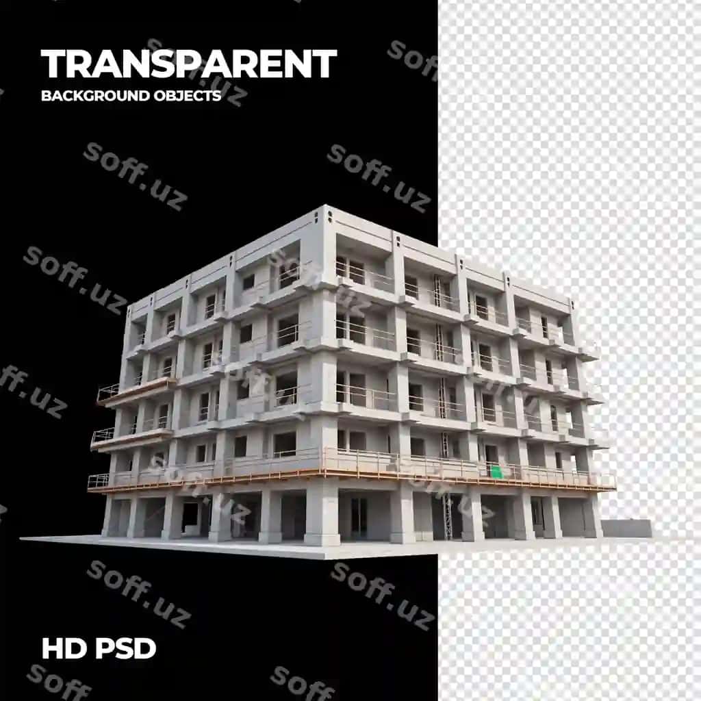 Shaffof fon bilan bino qurilishi | Building construction with transparent background