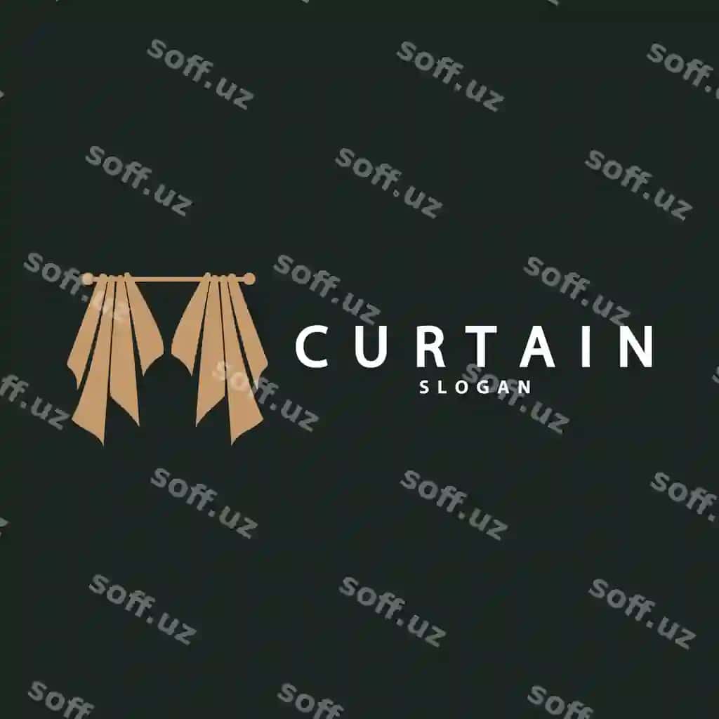 Oddiy uy dekoratsiyasi parda logotip shablon illustratsiyasi | Simple home decoration curtain logo templet illustration