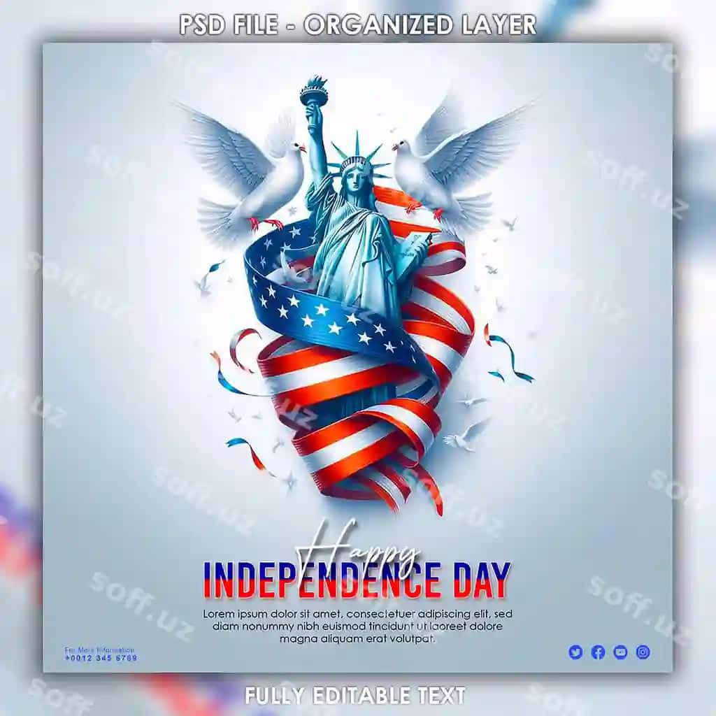 Amerika mustaqillik kuni bilan ijtimoiy media post shabloni | Happy independence day america social media post template