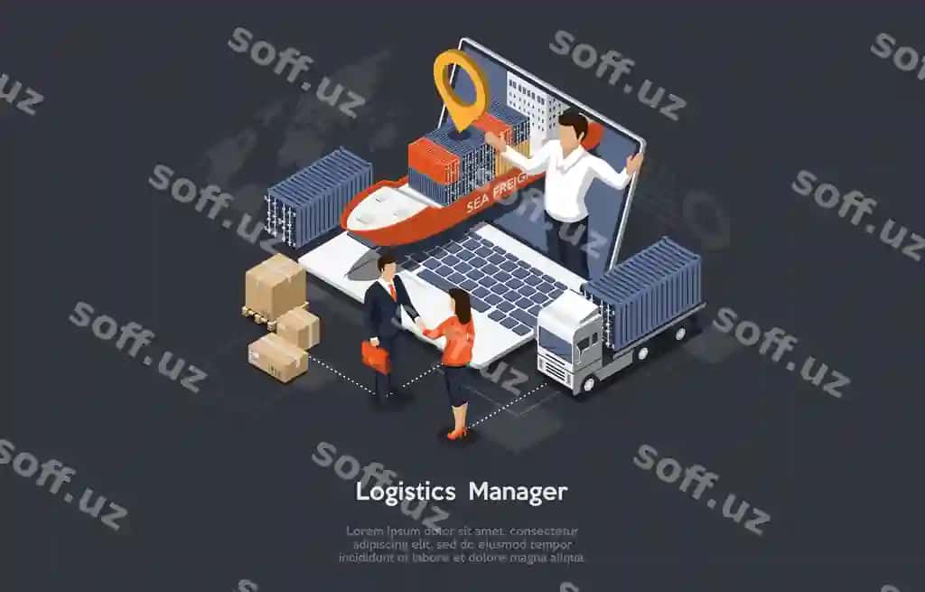 Izometrik logistika menejeri ombor tushunchasi | Isometric logistics manager warehouse concept