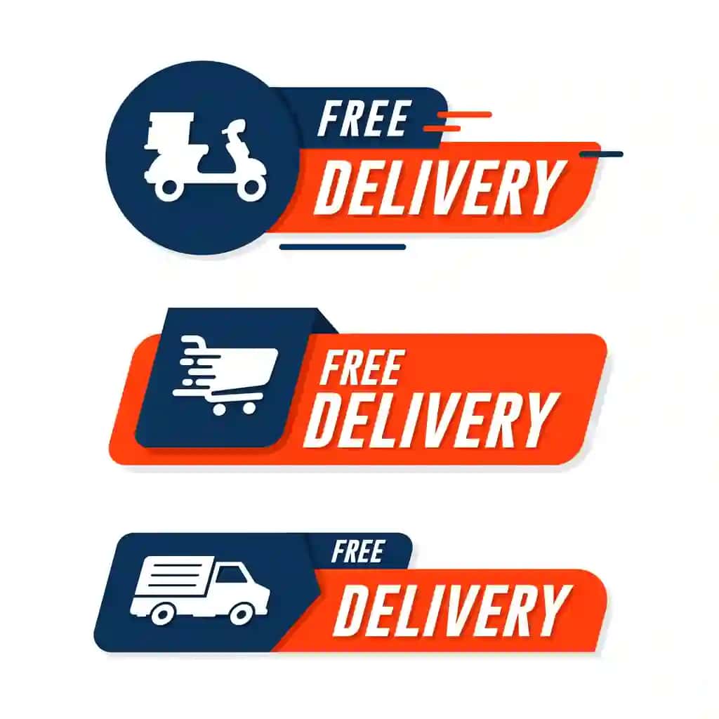 Bepul yetkazib berish yorlig'i dizayni savdo reklama to'plami | Free delivery label design sale promotion collection
