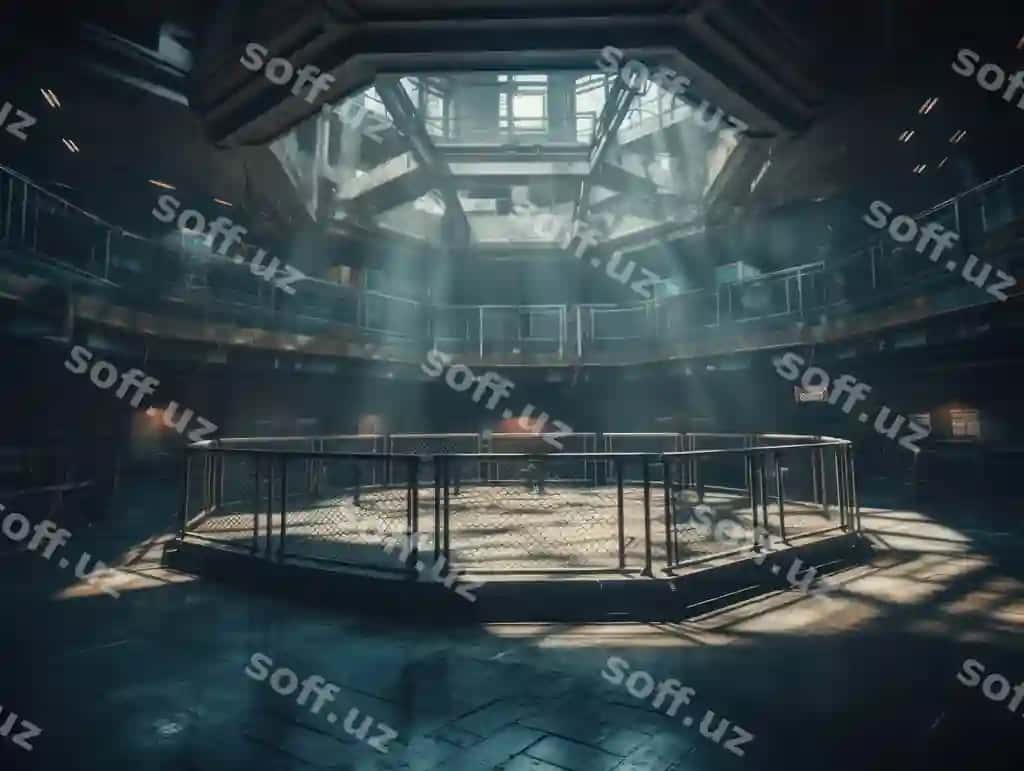 Janglash uchun kletka ichki ko'rinishi sport arxasi generativ AI texnologiyasi yordamida yaratilgan | Fighting cage interior view sport arena created with generative ai technology