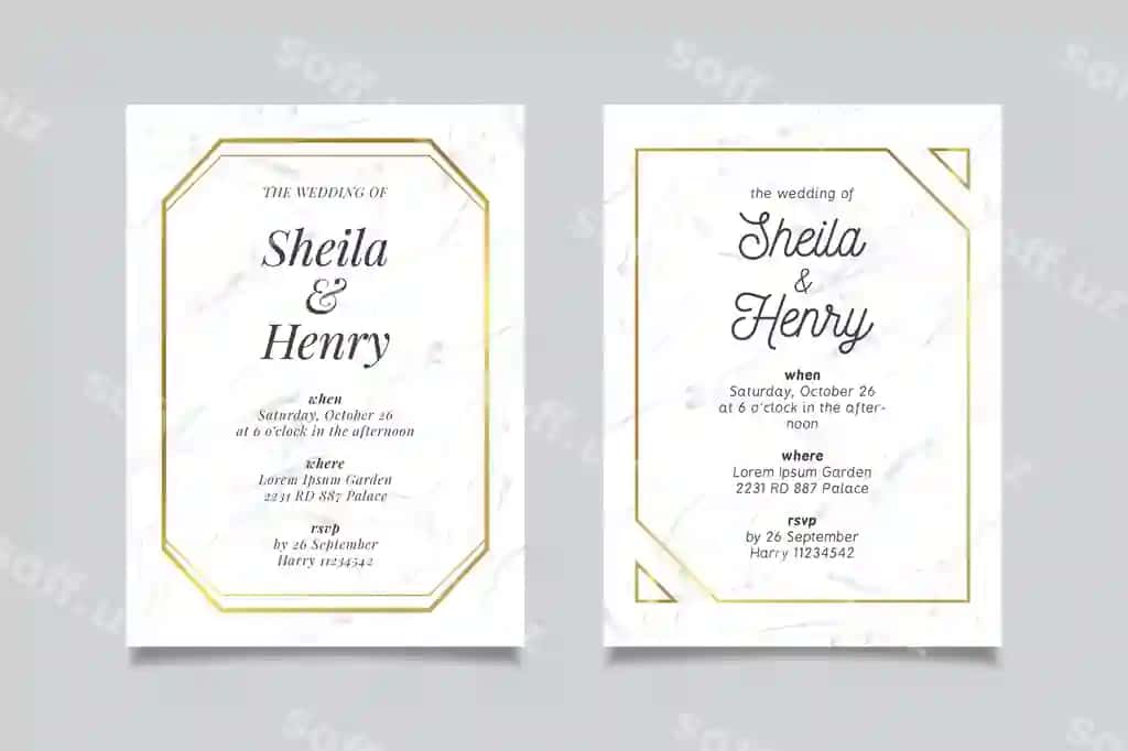 Turmali marmur karta shabloni | Wedding marble card template