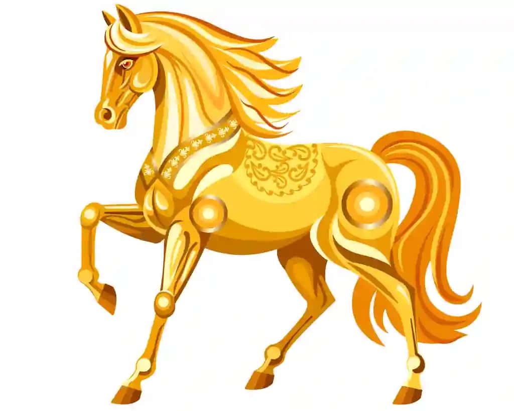 Dekorativ oltin ot | Golden horse decorative