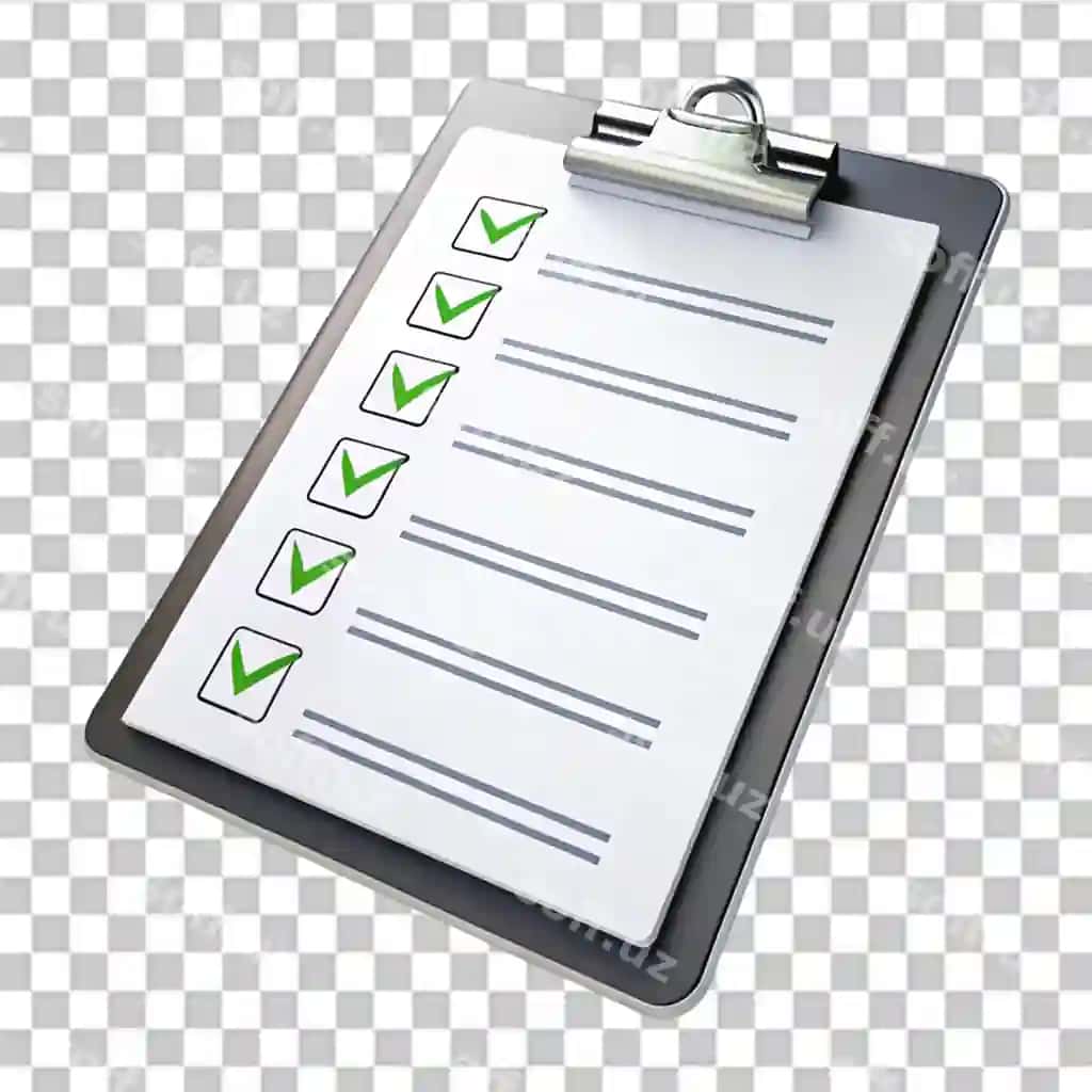 Checklist hujjati ajraltirilgan shaffof fonda | Checklist document isolated transparent background