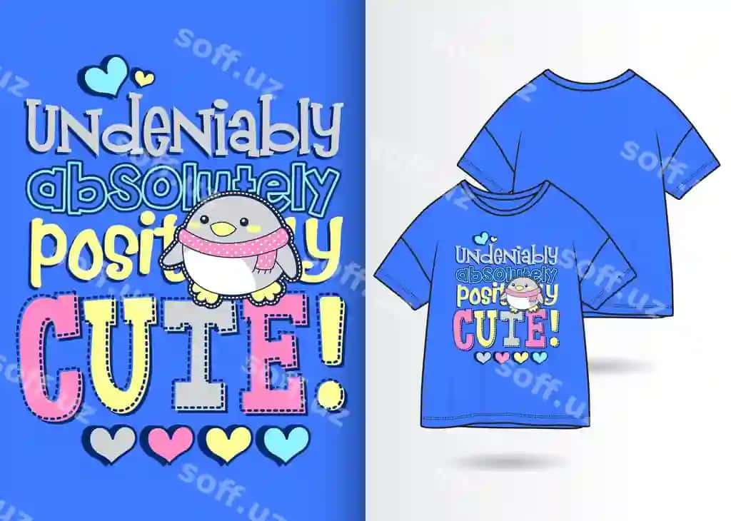 Qollanma yoqimli pingvin illustratsiyasi futbolka dizayni bilan | Hand drawn cute penguin illustration with t shirt design