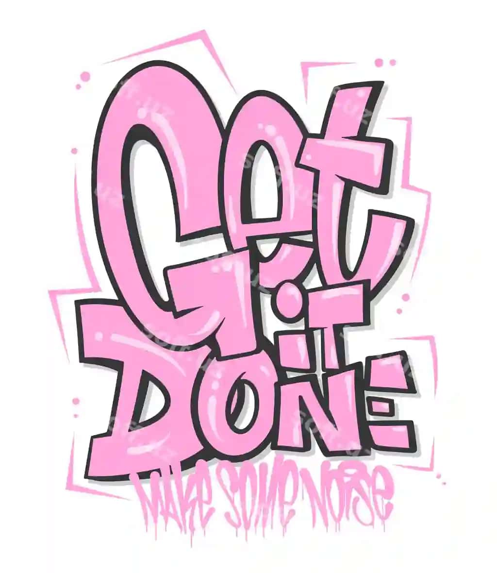 Bajaring slovani grafritti shaklli futbolka bosma dizayni | Get it done slogan graffiti shaped t shirt print design