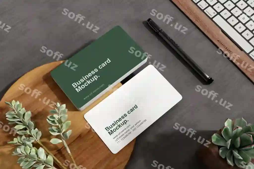 Minimal tashrif qog'ozi maketi yog'och kichik plastinka tozalang | Clean minimal business card mockup wood small plate
