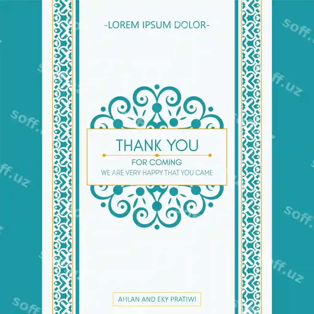 Rangli naqshli to'y uchun minnatdorchilik kartalari | Colorful patterned wedding thank you cards