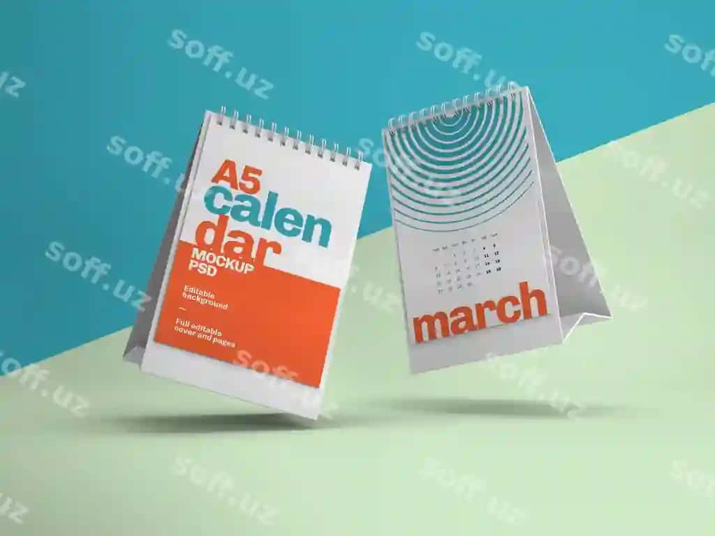 Vertikal stol taqvimi maketi | Vertical desk calendar mockup