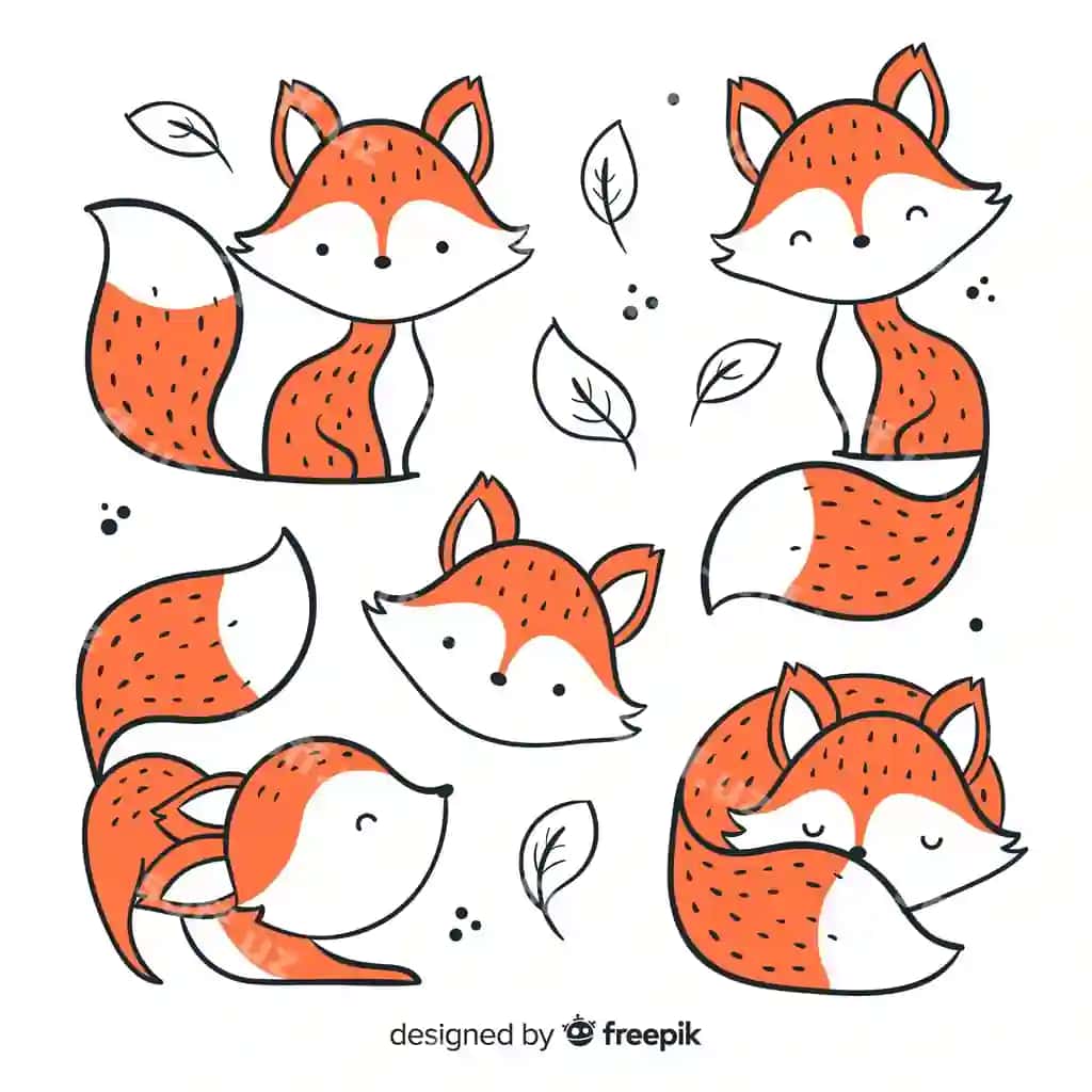 Qol bilan chizilgan tulki guruh | Pack hand drawn foxes
