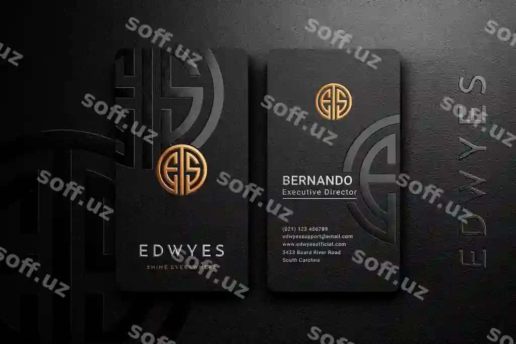 Ko'rsatilgan logotip namunasi yuqori ko'rinish vertikal biznes karta | Embossed logo mockup top view vertical business card
