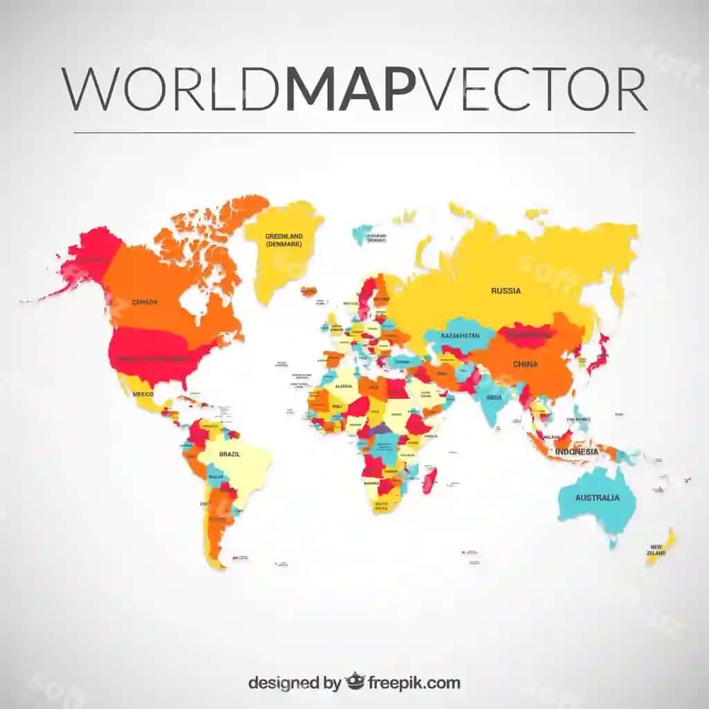 Rangli dunyo xaritasi | Colored world map