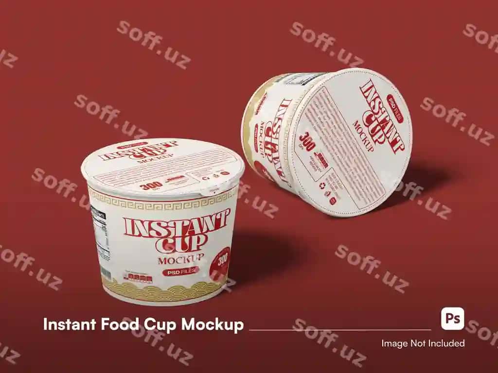 Zamonaviy izometrik chaqqonliy duymalama qovuri uch o'lchovli mockup ajraltirilgan qovur qadoqlanishi | Modern isometric instant noodle cup 3d mockup isolated cup packaging