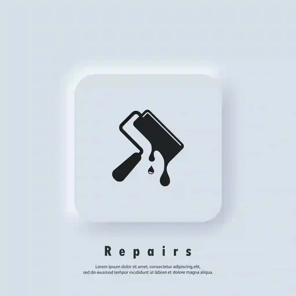 Damlamali logotip bo'yoq tsilindrni piktogramma bo'yoq piktogrammalarini ta'mirlaydi | Repairs logo paint roller with drops repairs icon paint roller icons