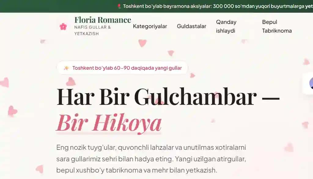 BLOOM — Gul Yetkazib Berish Xizmati uchun Zamonaviy Sayt