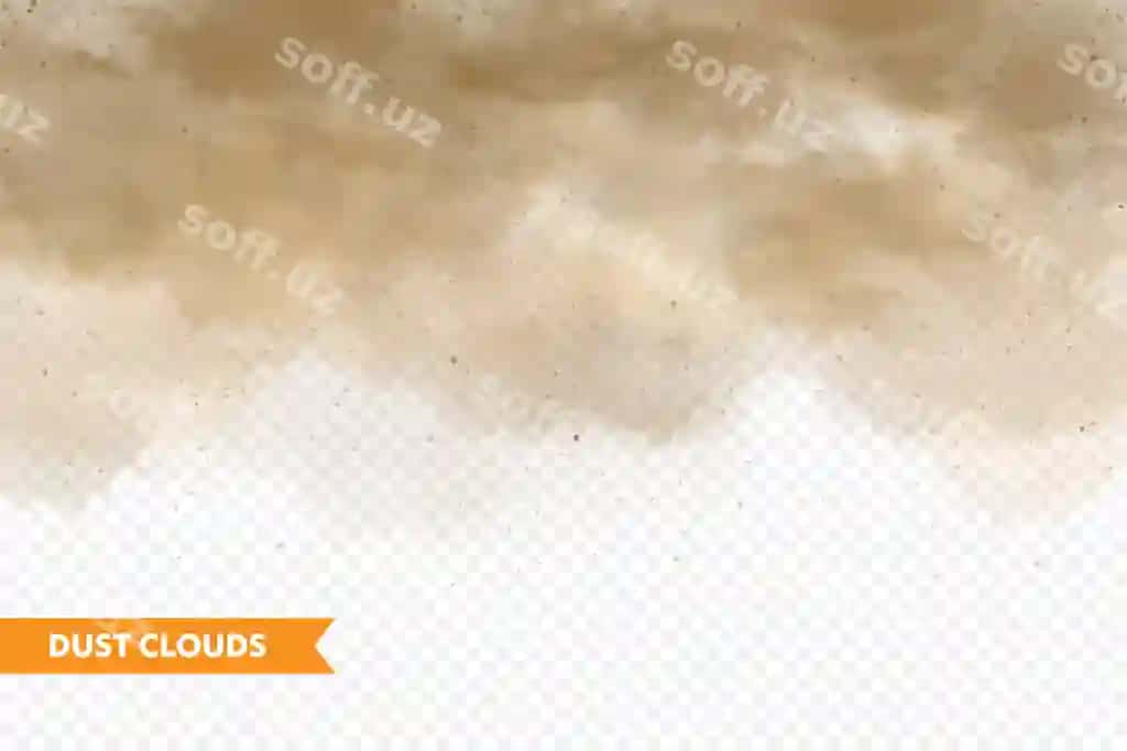 Haqiqiy paxmaki bulutlari qum shamoli ifloslangan kirgan jigarrang havo soqiqli to'p vektor | Realistic dust clouds sand storm polluted dirty brown air smog vector