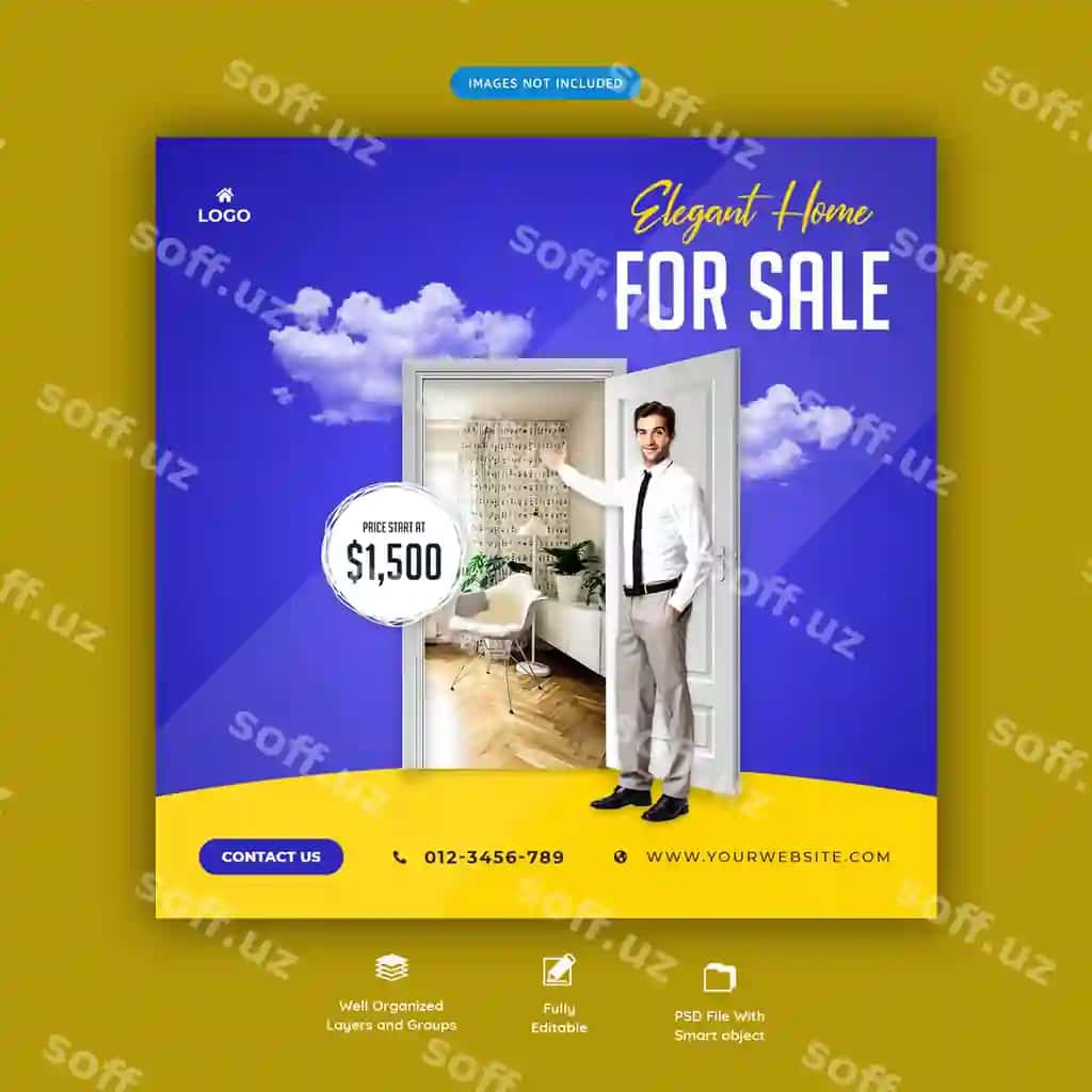Ko'chmas mulk ijtimoiy tarmoqlarda savdo bannerining shabloni | Real estate social media sale banner template