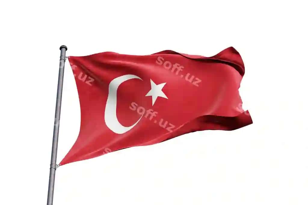 Pastki burchakli ko'rinishdagi bayroq oq fonda | Low angle view flag against white background