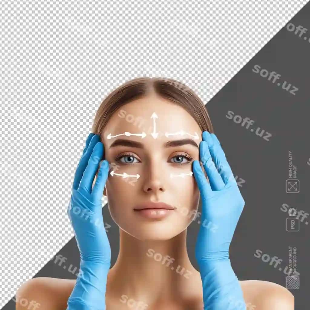 Go'zal ayol tibbiy qoplamalar qo'l ajraltirilgan shaffof fonda | Beautiful woman medical gloves hand isolated transparent background