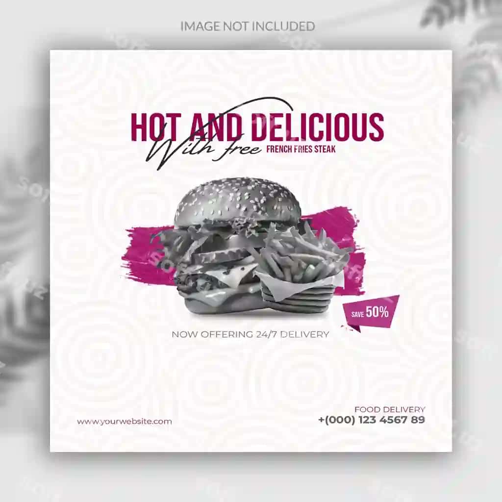 Ovqat ijtimoiy media banner post shabloni | Food social media banner post template
