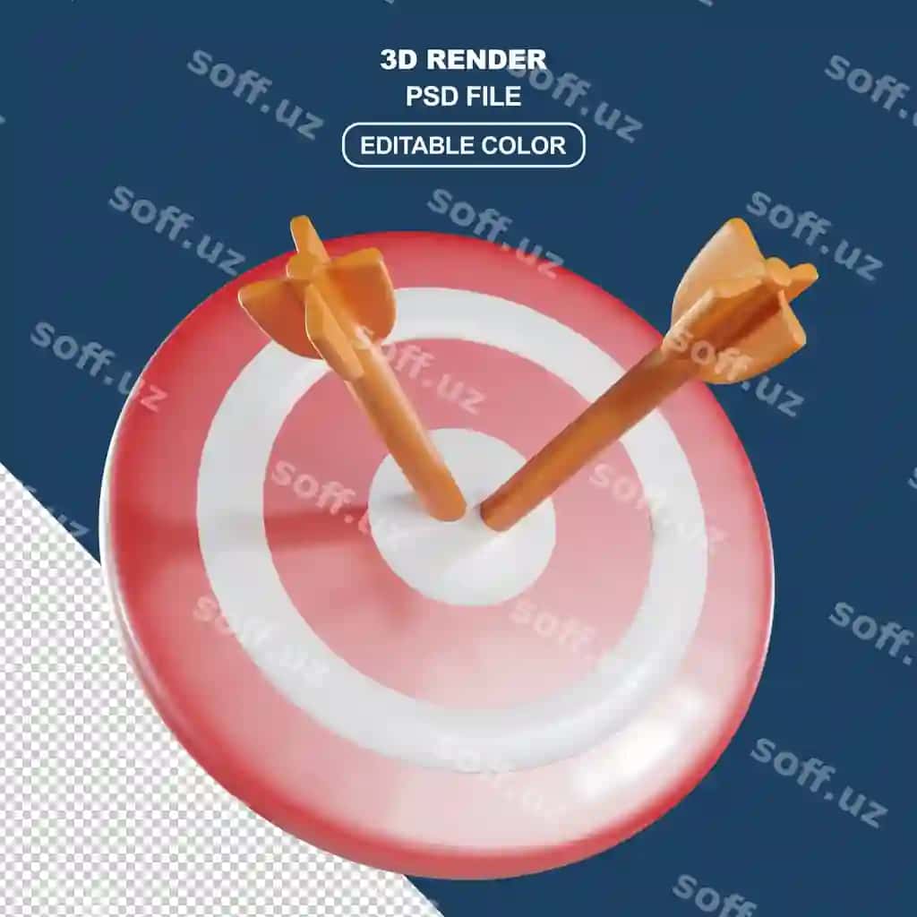 3D renderlash bilan qizil, oq o'q nishoni | Red white arrow target with 3d rendering