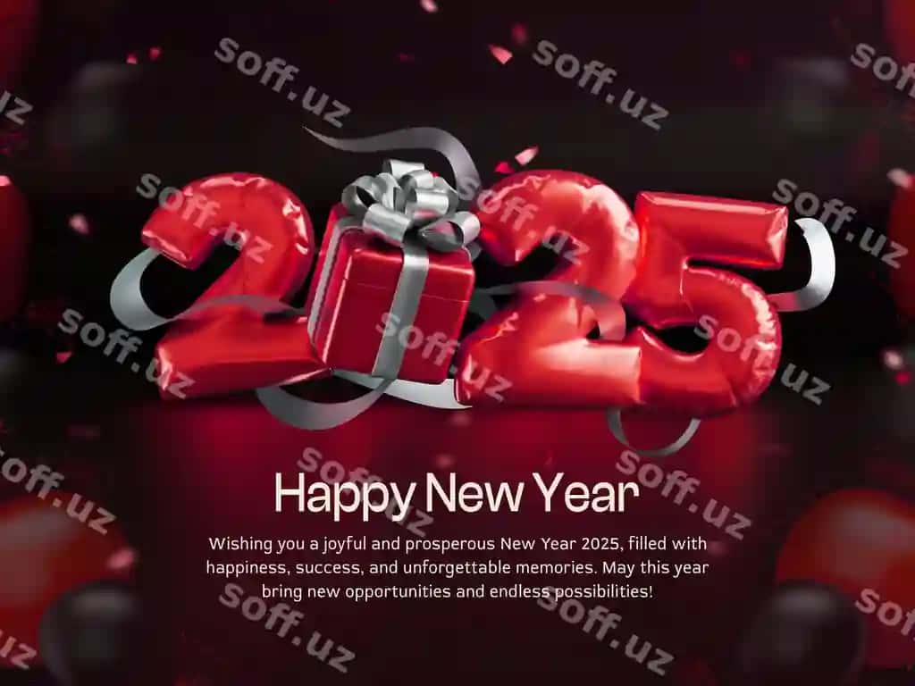 Baxtiyor yangi yil 2025 foliya sharq 3d render shablon | Happy new year 2025 foil balloon 3d render template