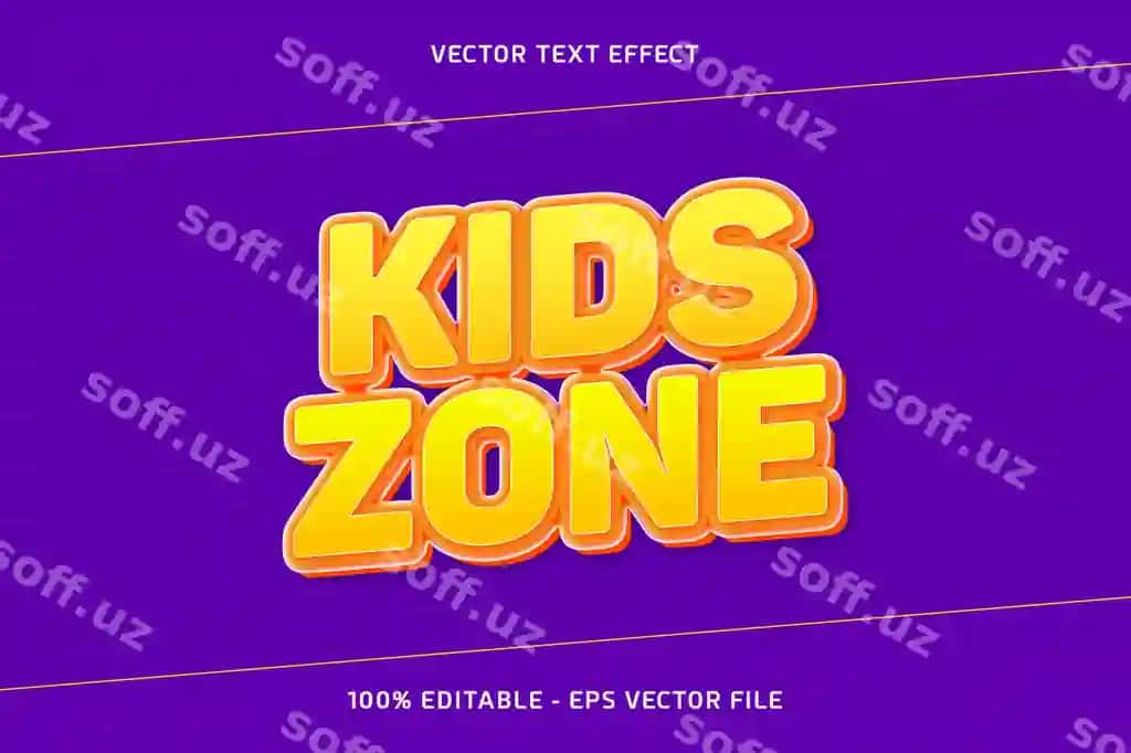 Bolalar hissasi vektor matn effekti | Kids zone vector text effect