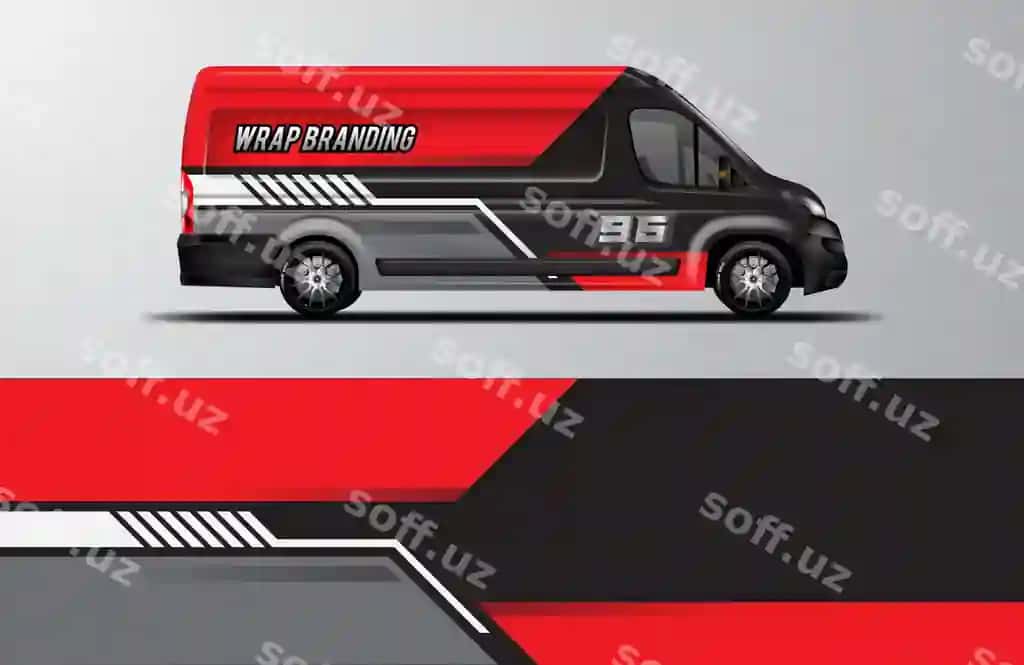 Avtomobil o'rash furgoni dizayni vektori | Car wrap van design vector