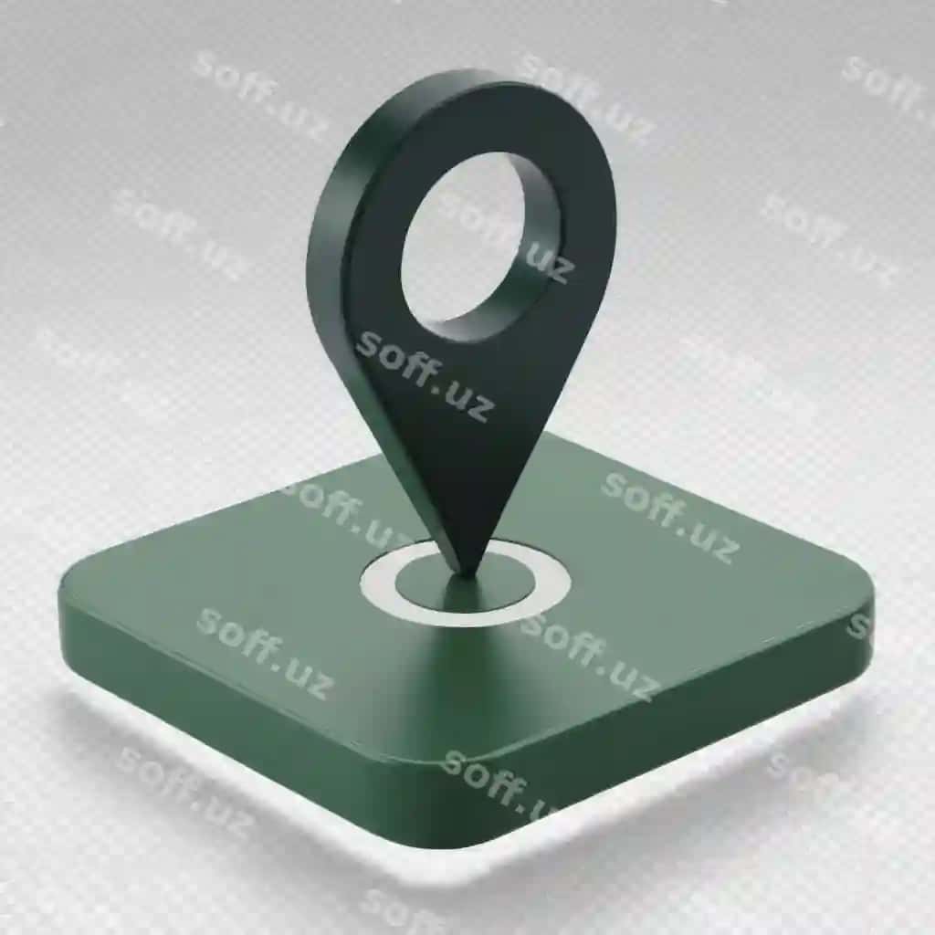 Chiroyli 3d joylashuv pini ikonka yashil orqa fon | Stylish 3d location pin icon green background