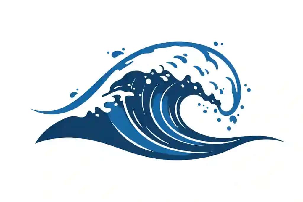 Dinamik okean toʻlqini tasviri, koʻpikli jonli koʻk raqamli sanʼat | Dynamic ocean wave illustration vibrant blue digital art with foam