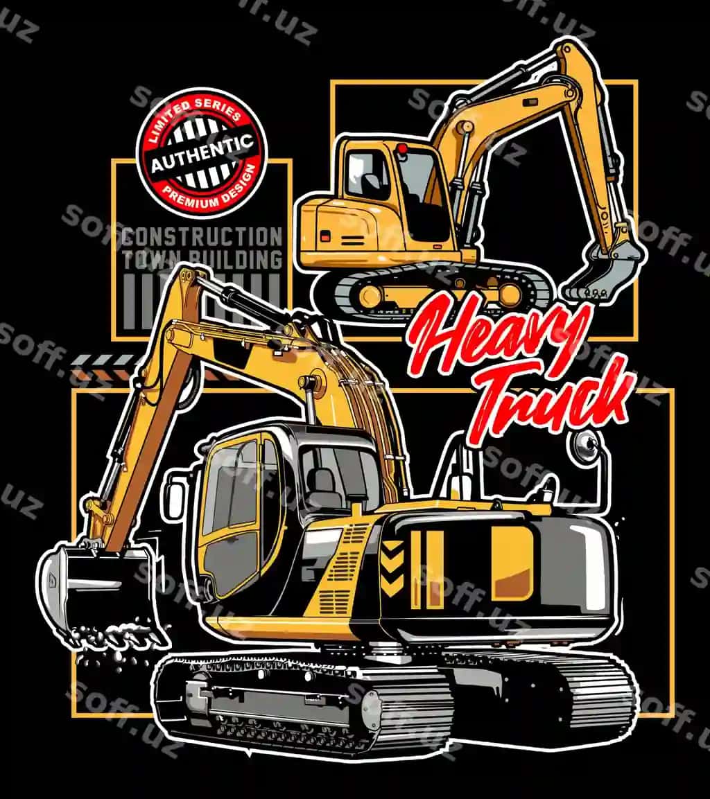 Katta semiz deb yozilgan qizil yorliqli sariq traktor | Yellow tractor with red label that says big fat