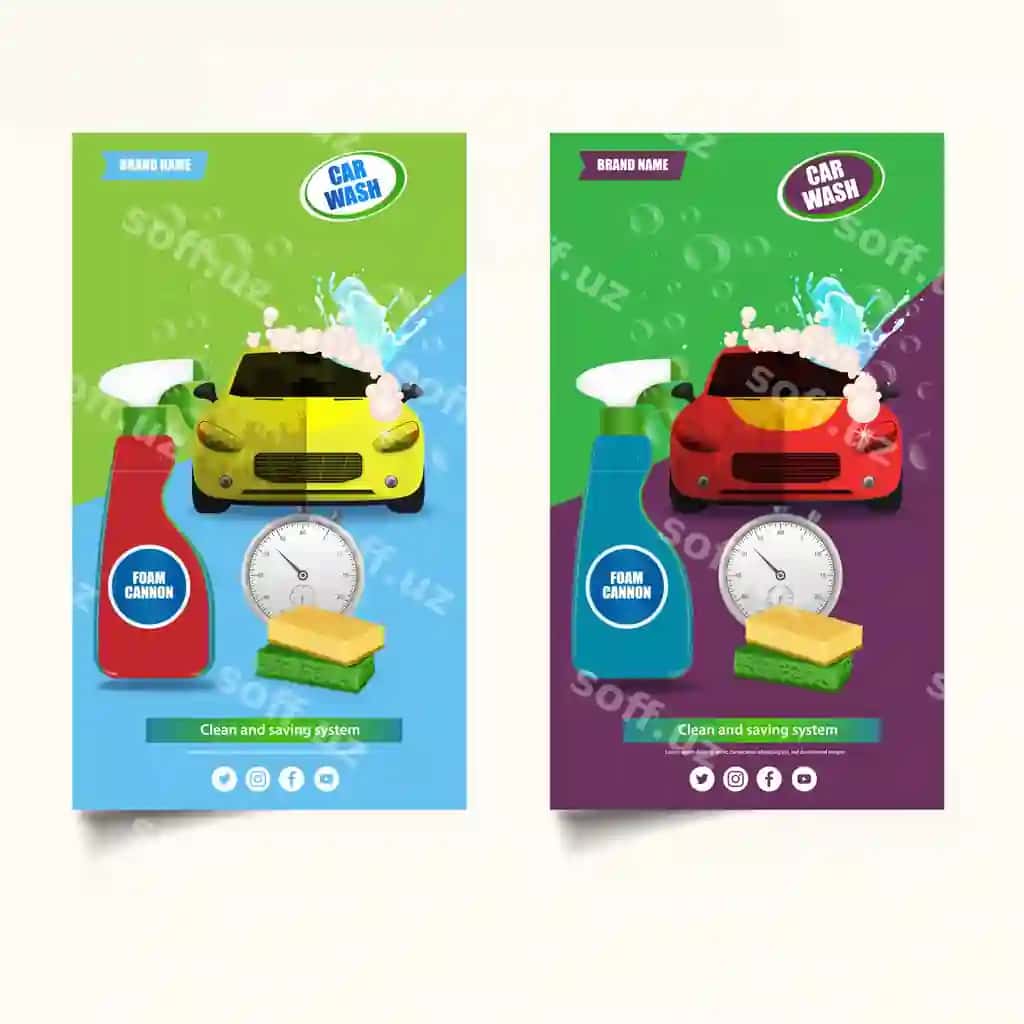 Bepul vektor mashina yuvish reklama banneri | Free vector car wash advertising banner
