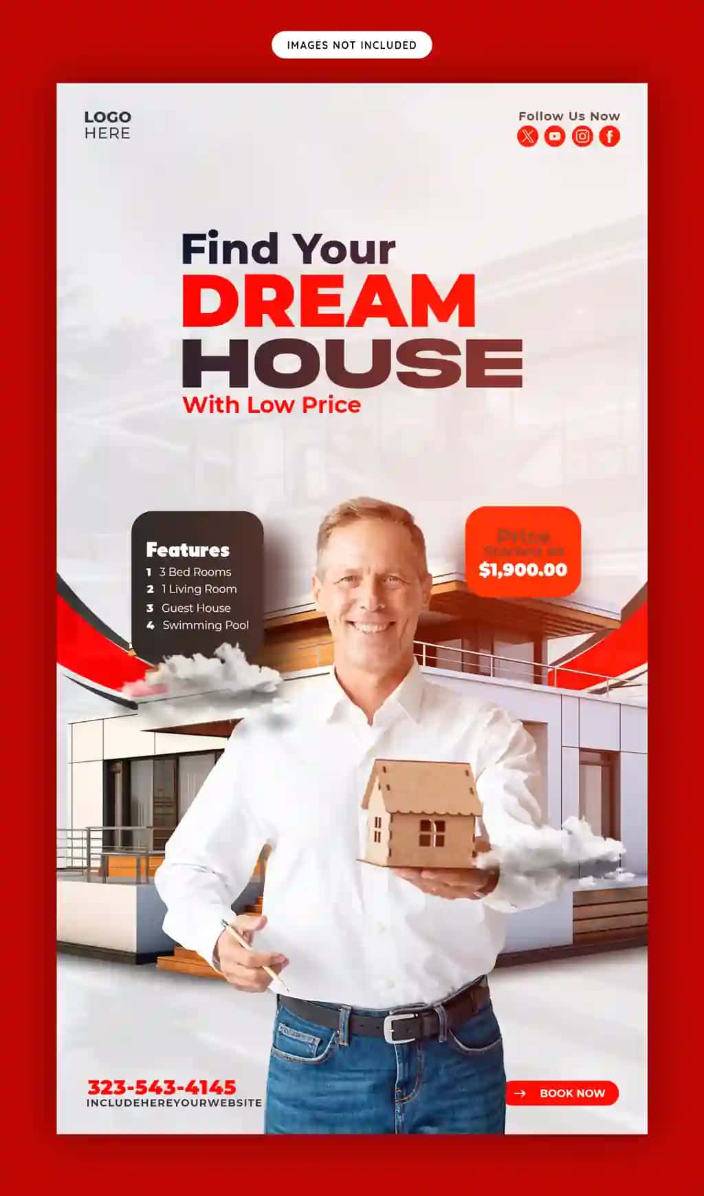 Ko'chmas mulk uy mulk instagram facebook hikoya shablon | Real estate house property instagram facebook story template