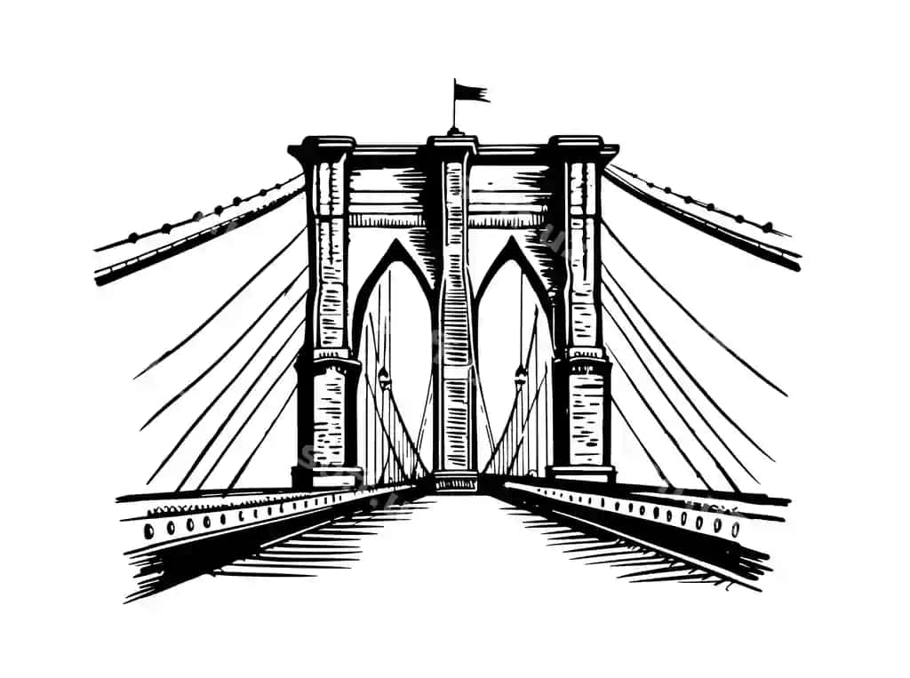 Yangi York ko'prigi qo'l bilan chizilgan vektor | Bridge new york hand drawn vector