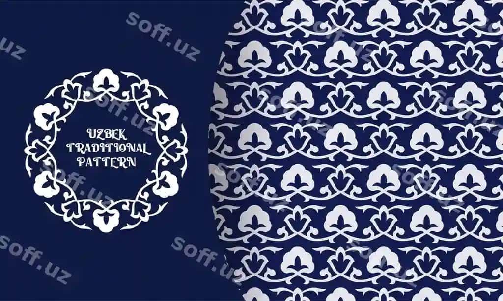 Paxta gul an'iy o'zbek keramika tekis naqsh | Paxta gul traditional uzbek ceramic seamless pattern