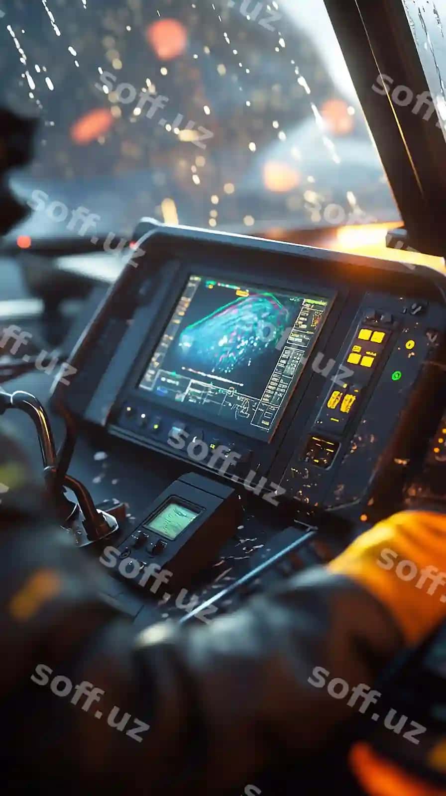 Yaxlit, juda haqiqiy baliqchi baliq urish jihozlari bilan ishlayotgan tasvir | Quotcloseup ultrarealistic image fisherman operating fishing equipmentquot