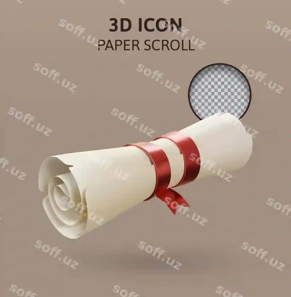 Qog'oz aylanmasi 3D render illustratsiyasi | Paper scroll 3d rendering illustration