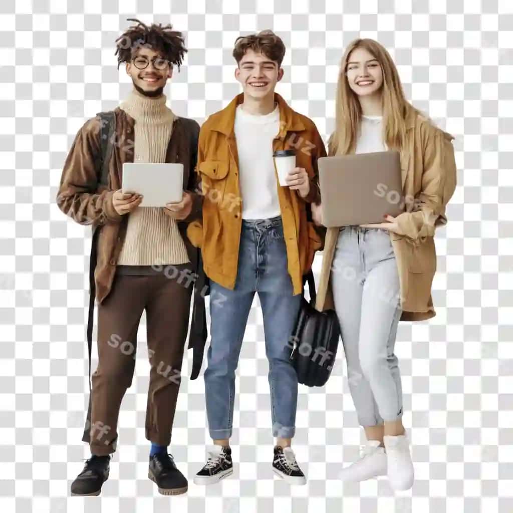 Png guruh baxtli yosh odamlar kiyimlar noutbuklar tutish | Png group happy young people clothing laptops holding