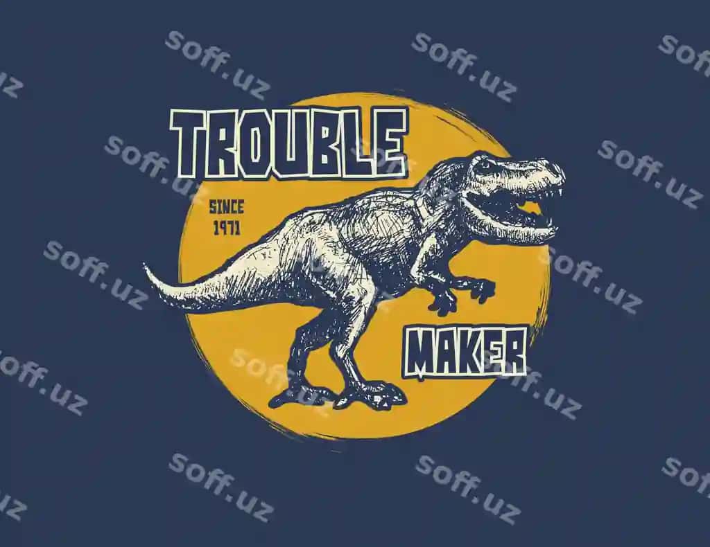Trex yuzli vintage tipografiya futbolka grafikasi | Vintage typography tshirt graphics with trex face
