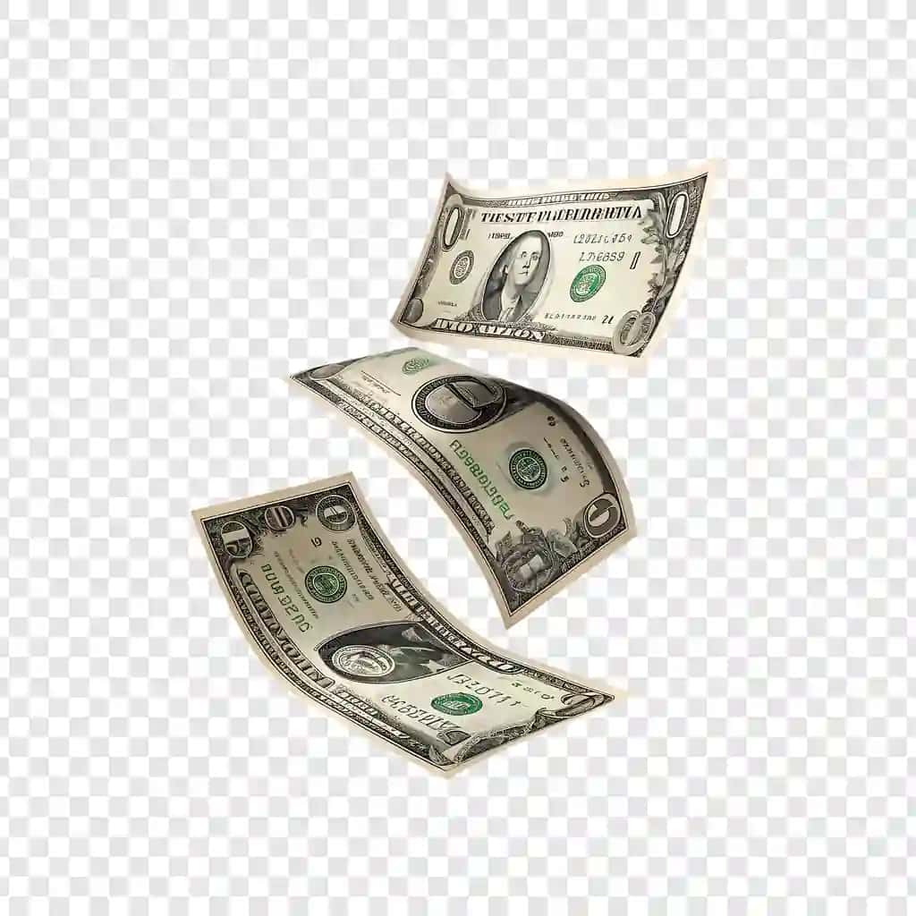 Moliyaviy kontseptsiyada suzuvchi dollar pullari | Dollar bills floating down financial concept